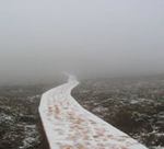 Snow covered boardwalk Slieve Blooms